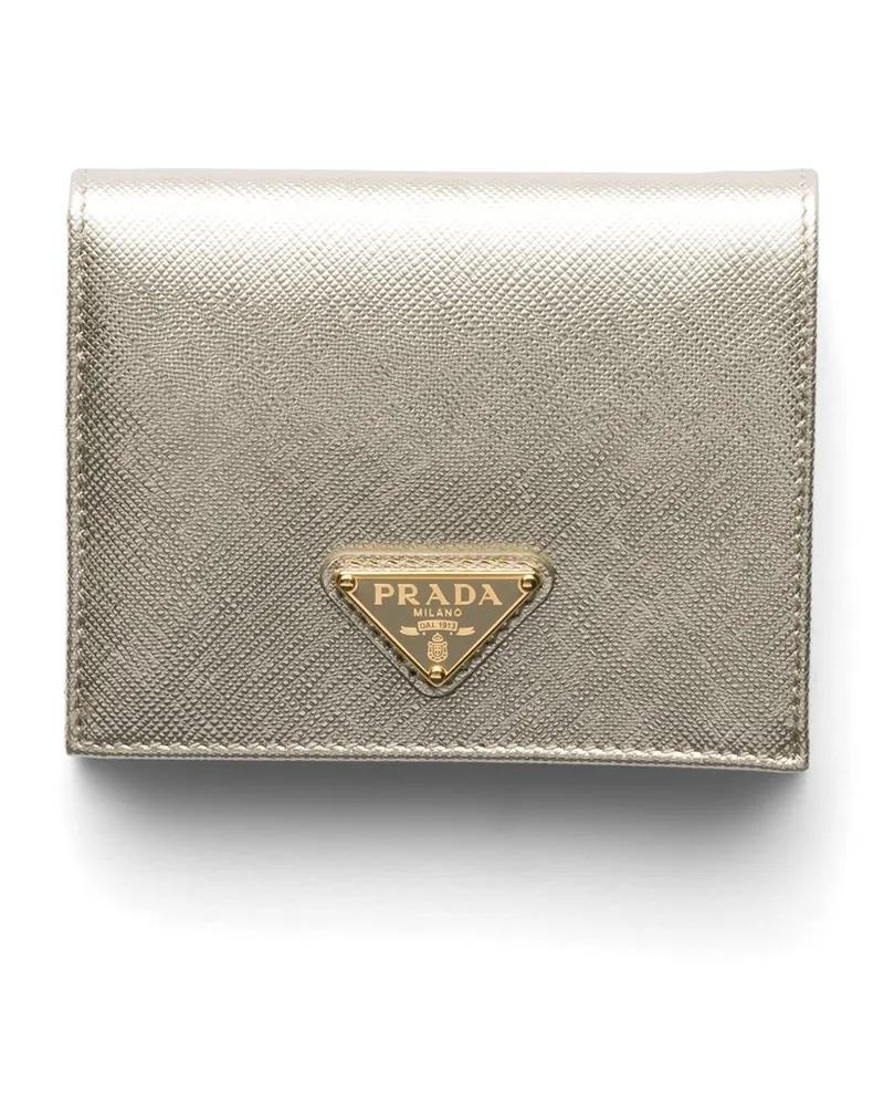 Prada Kleines Portemonnaie Aus Saffiano Leder, Damen, Pyrit Pyrit