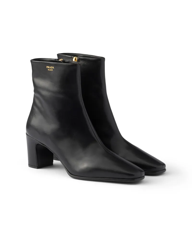 Prada Stiefeletten Aus Leder, Damen, Schwarz, Größe Schwarz