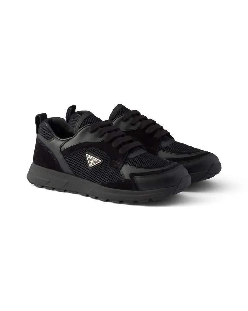 Prada Prax Sneaker Aus Leder Und Stoff, Herren, Schwarz, Größe 12 Schwarz