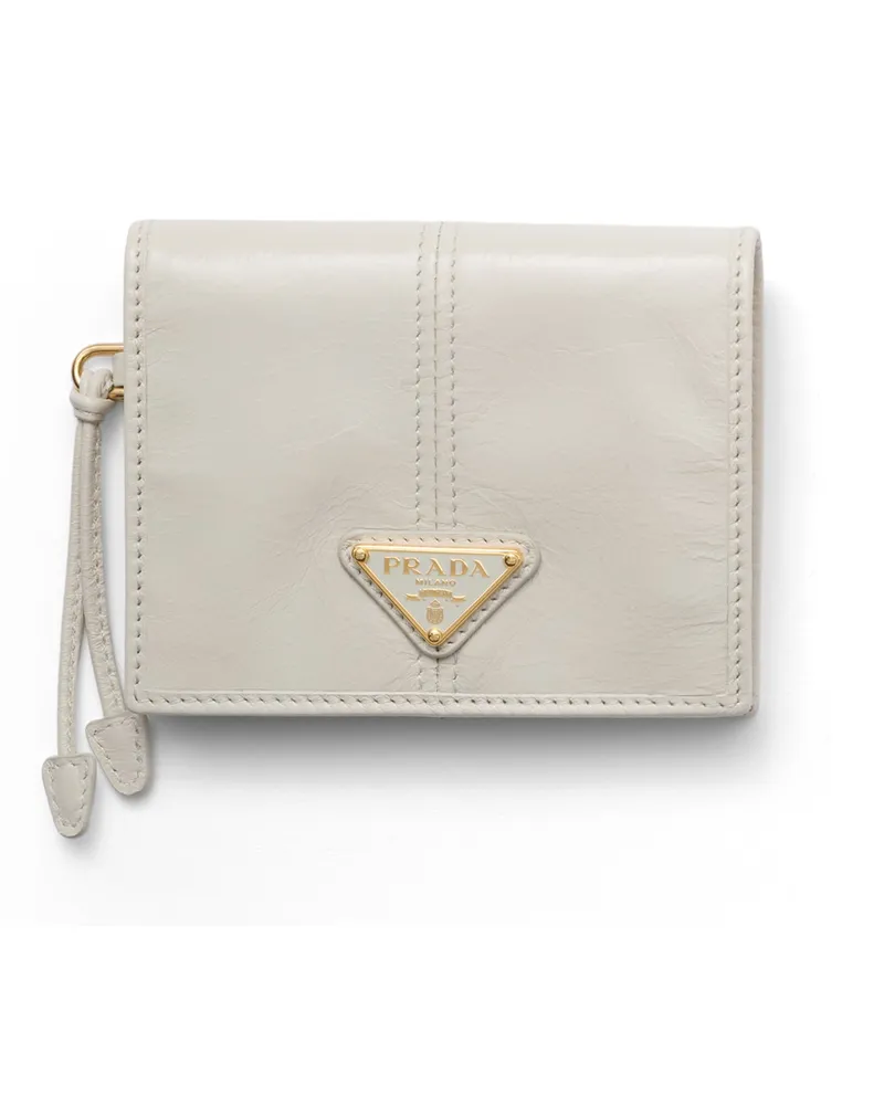 Prada Kleine Geldbörse Aus Leder, Damen, Weiss Weiss