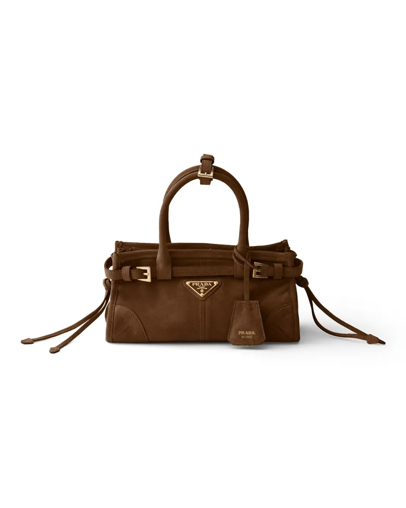 Prada Bonnie Mini-handtasche Aus Veloursleder, Damen, Kakaobraun Kakaobraun