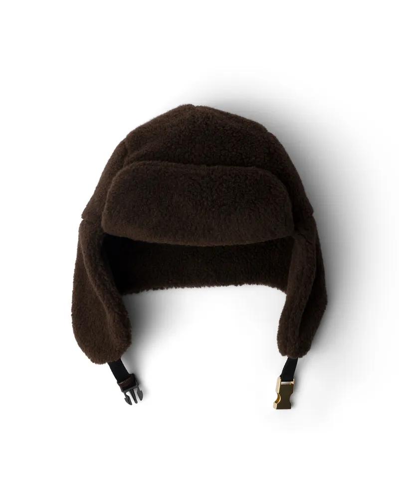 Prada Fleece-hut, Damen, Kakaobraun, Größe Kakaobraun