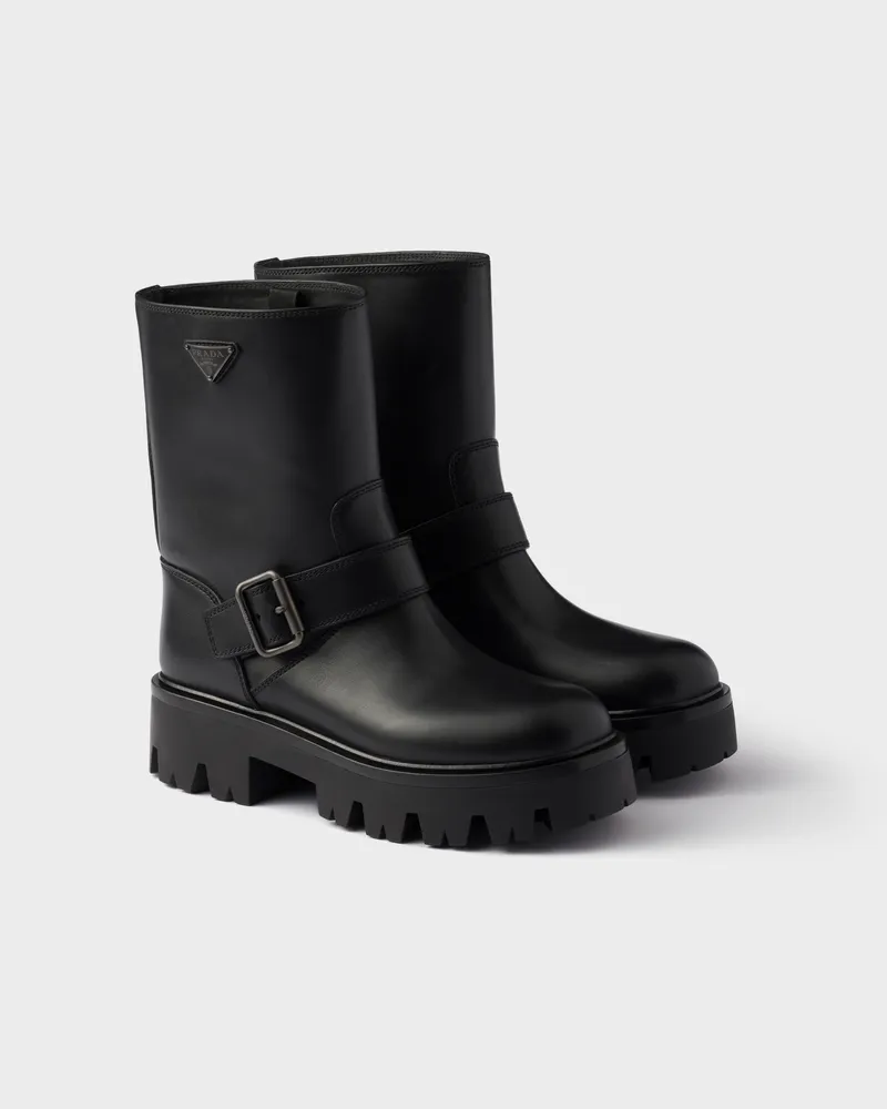 Prada Stiefeletten aus Leder Schwarz