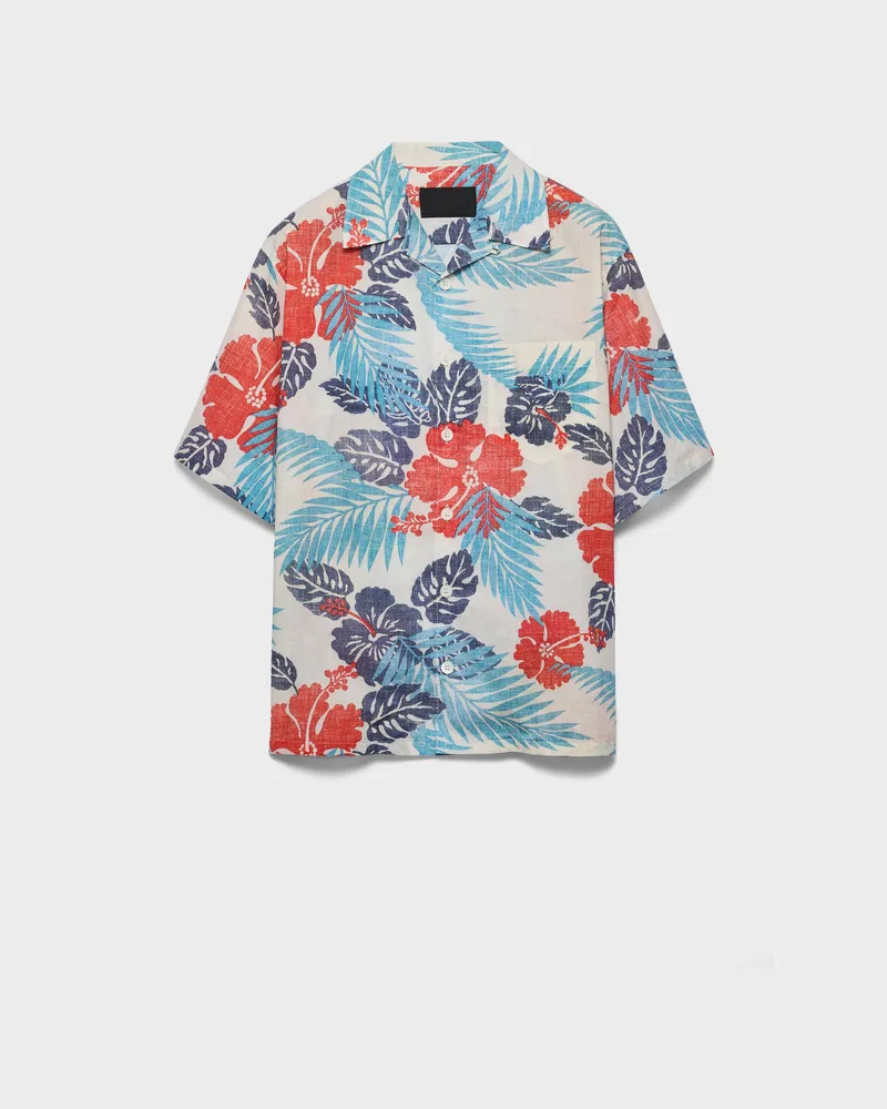 Prada Bowling-Hemd aus bedruckter Baumwolle Rot
