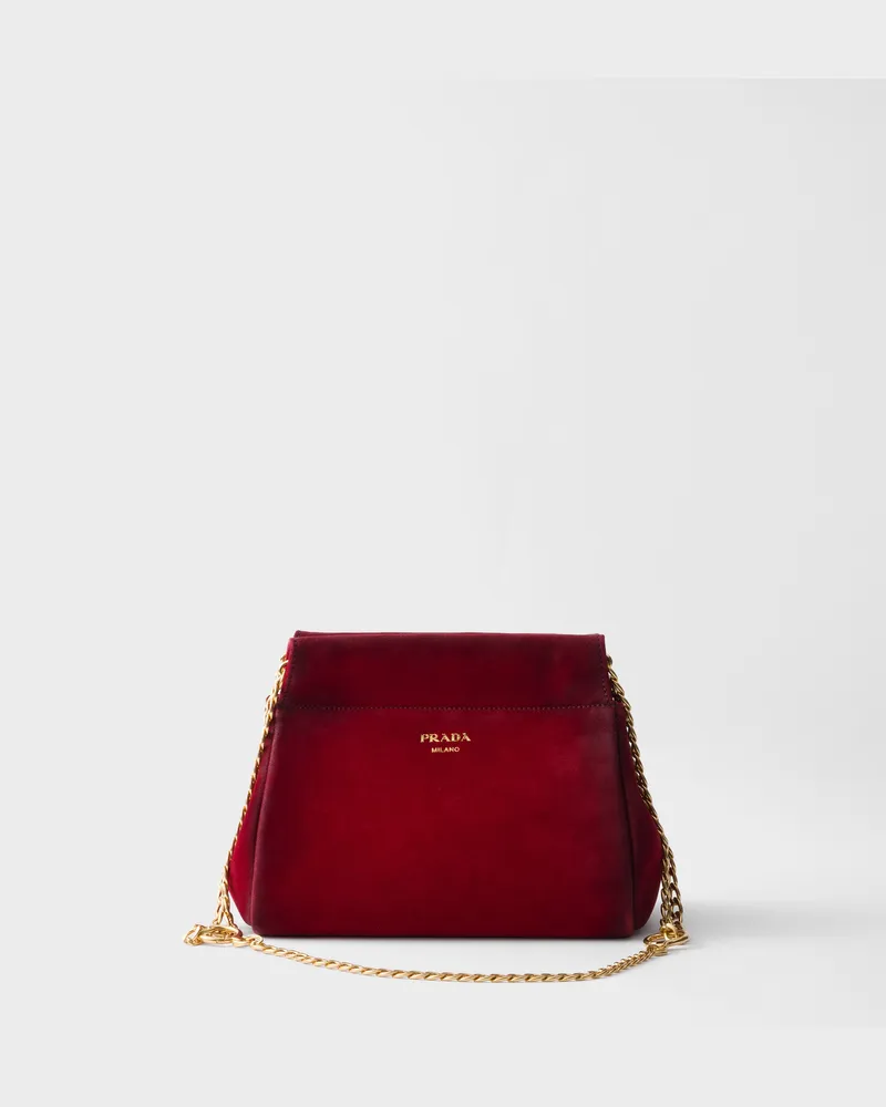 Prada Enchaîné Mini Bag aus Wildleder Rubinrot