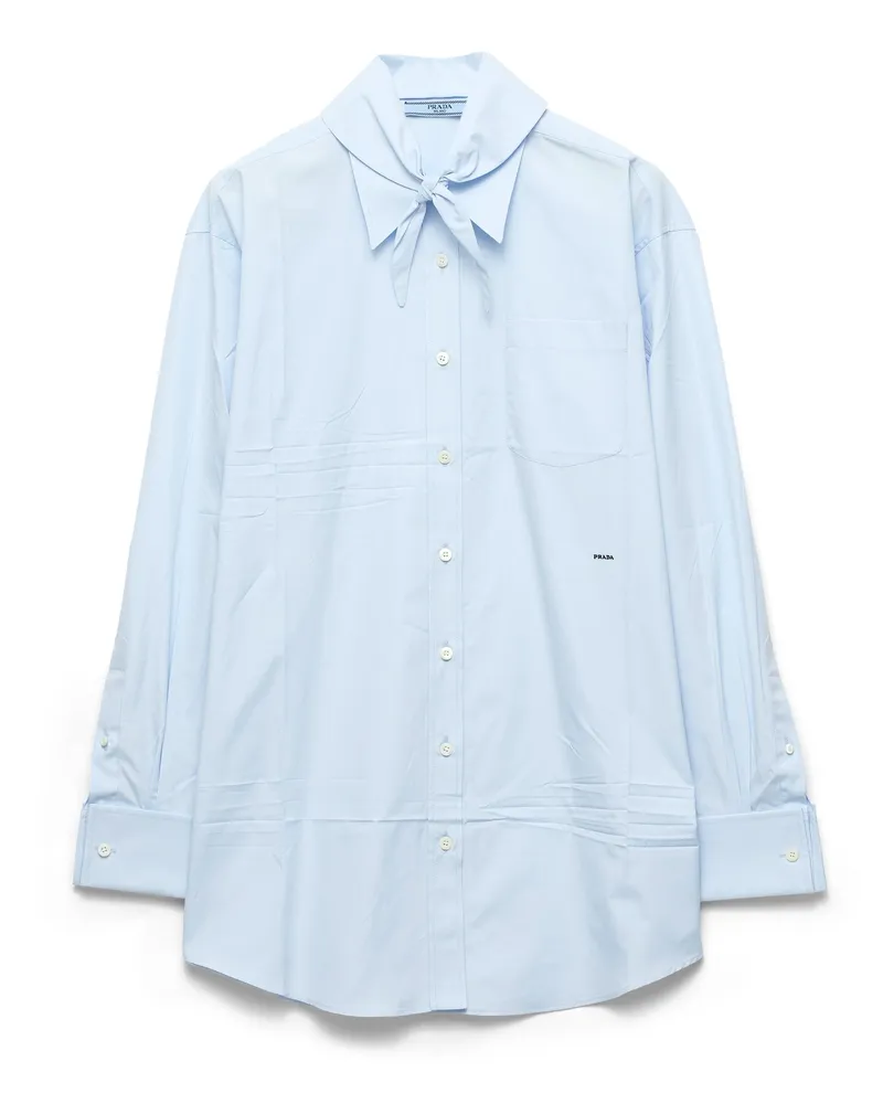 Prada Hemd Aus Popeline, Damen, Astro-blau, Größe Astro-blau