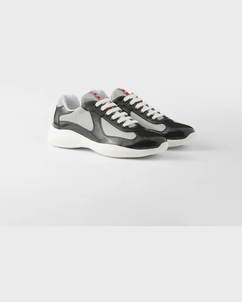 Prada America’s Cup Sneaker aus Lackleder und Funktionsgewebe Anthrazitgrau