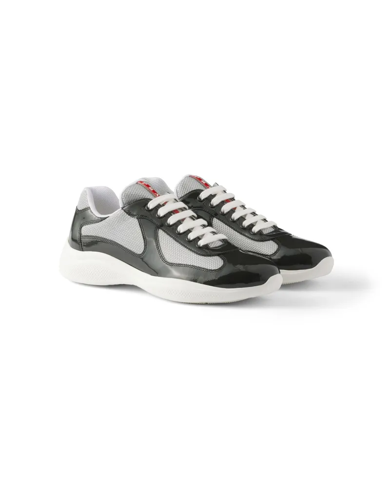 Prada America’s Cup Sneaker Aus Lackleder Und Funktionsgewebe, Herren, Anthrazitgrau/silber, Größe 10 Anthrazitgrau