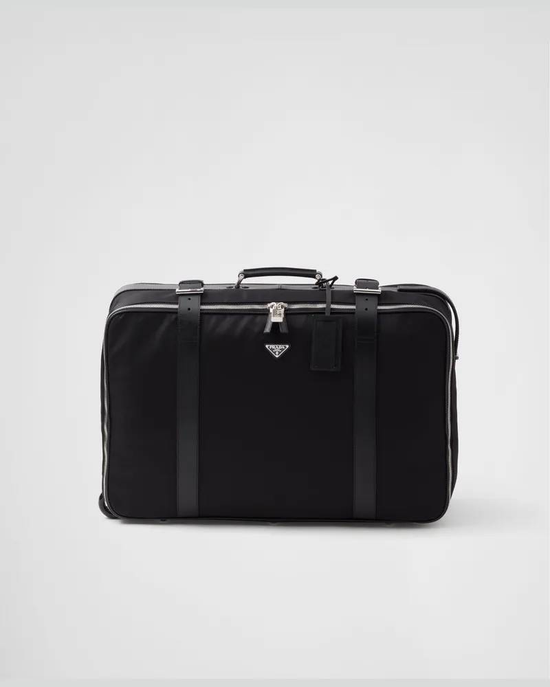 Prada Koffer aus Re-Nylon und Saffiano-Leder Schwarz