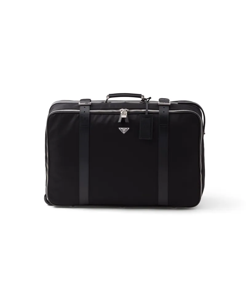 Prada Koffer Aus Re-nylon Und Saffiano-leder, , Schwarz Schwarz