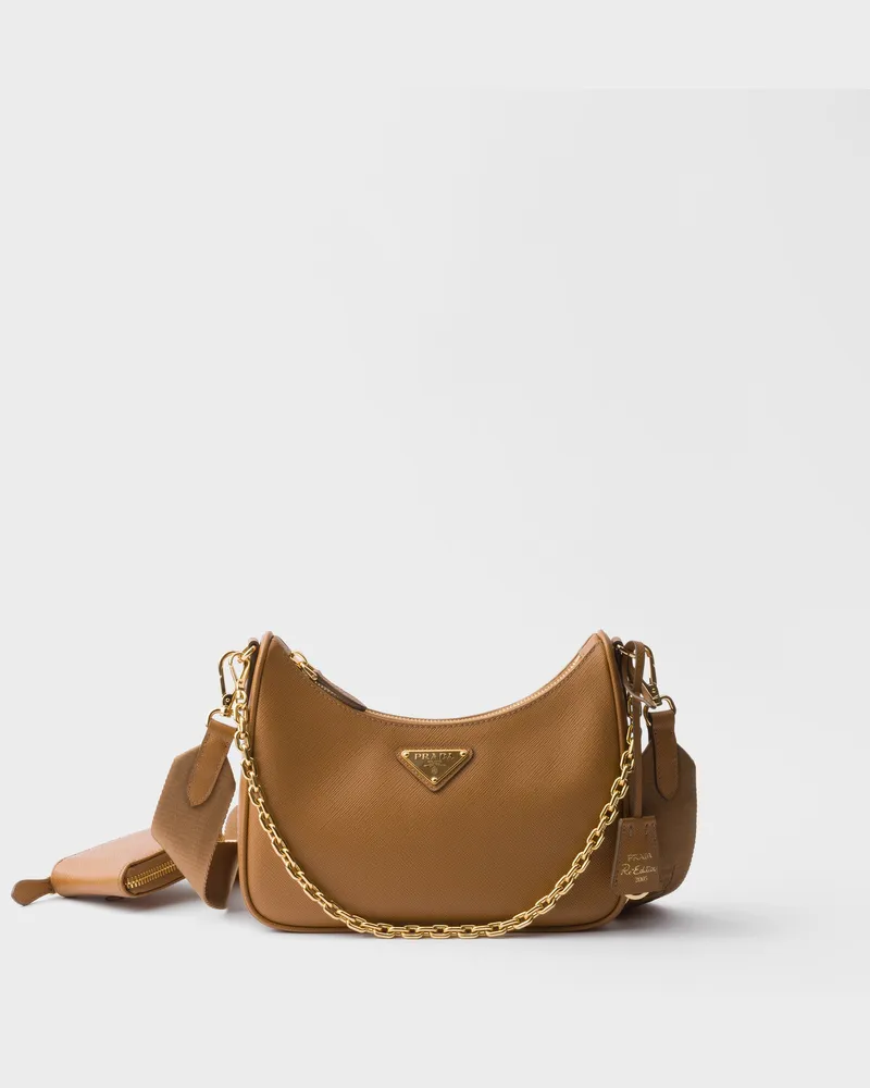 Prada Re-Edition 2005 Tasche aus Saffiano-Leder Karamell