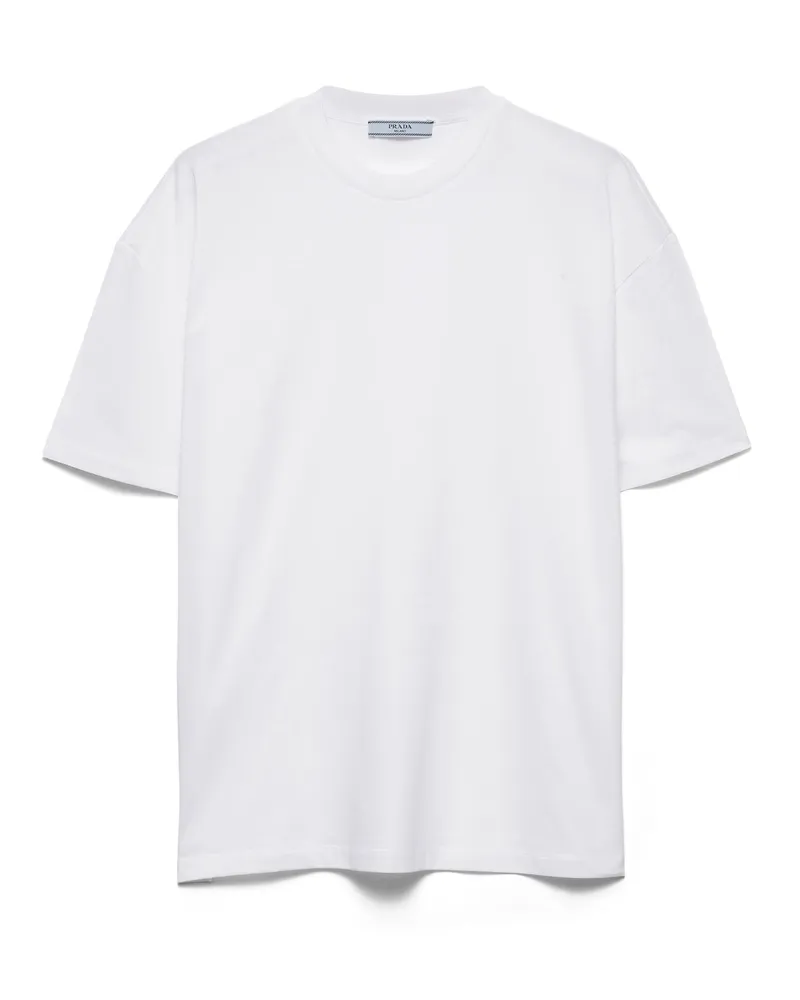 Prada Oversize-t-shirt Aus Jersey, Damen, Weiss, Größe Weiss
