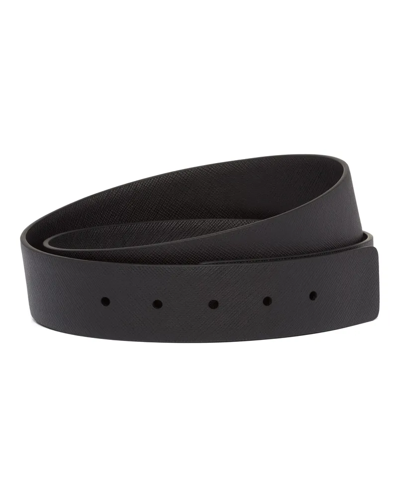 Prada Gürtelband Zum Wenden Aus Saffiano-leder, Herren, Schwarz, Größe Schwarz