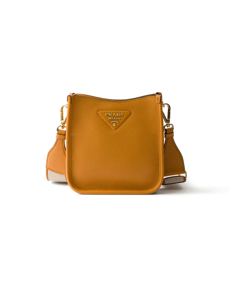 Prada Mini-schultertasche Aus Leder, Damen, Amber Amber
