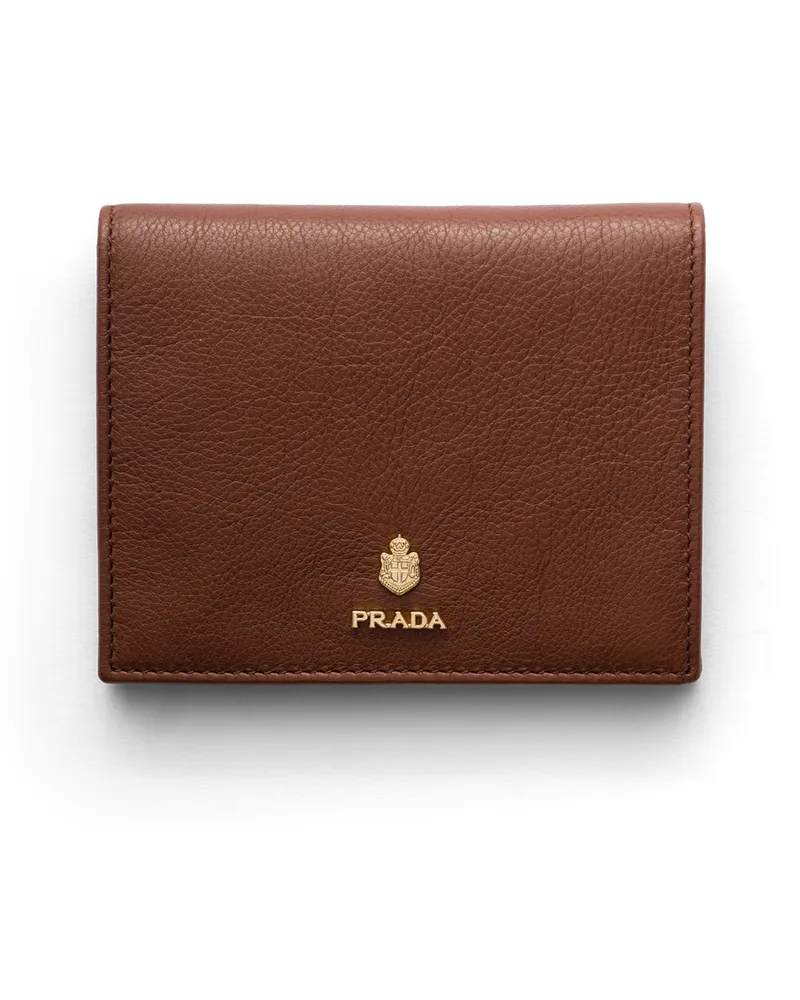 Prada Kleine Geldbörse Aus Leder, Damen, Haselnussbraun Haselnussbraun