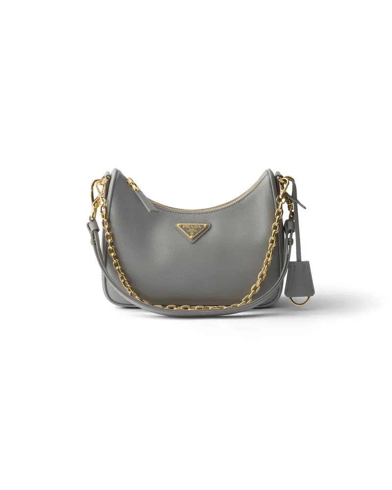 Prada Re-edition Mini Bag Aus Saffiano-leder, Damen, Wolkengrau Wolkengrau