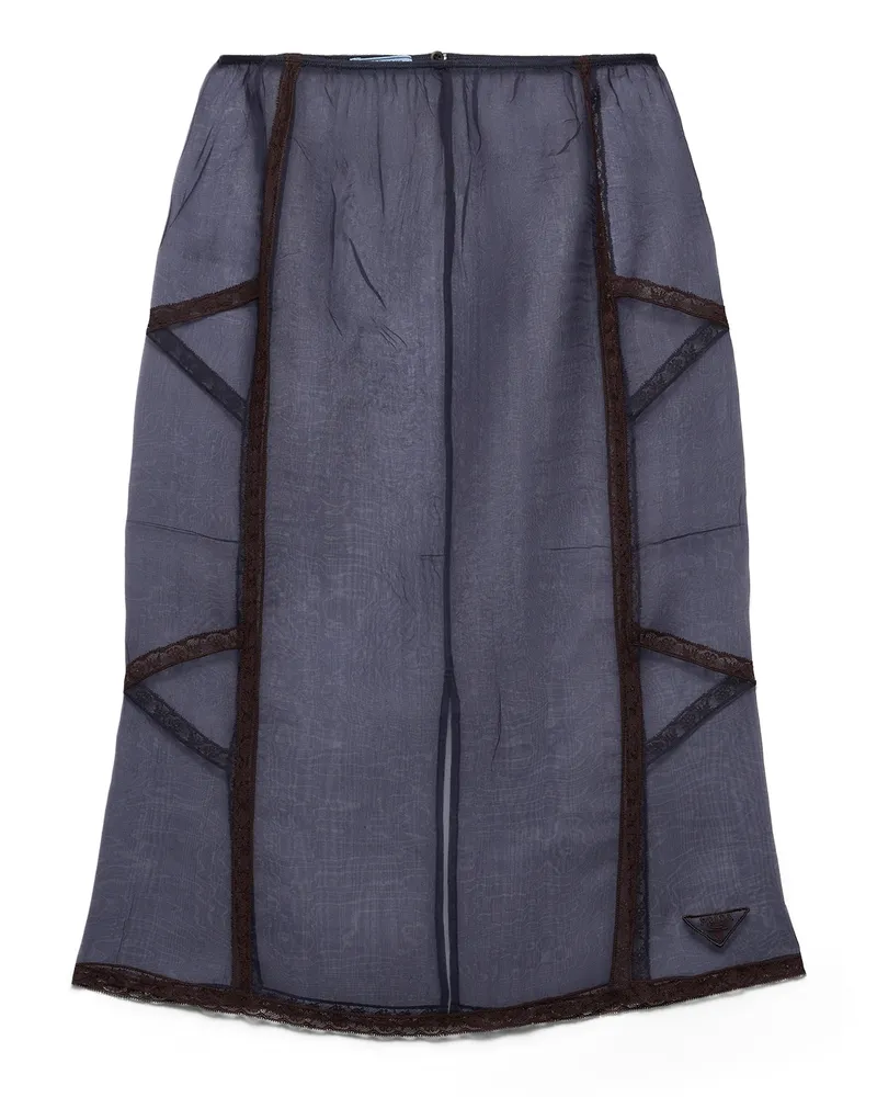 Prada Unterrock Aus Organza-intarsienspitze, Damen, Blau, Größe Blau