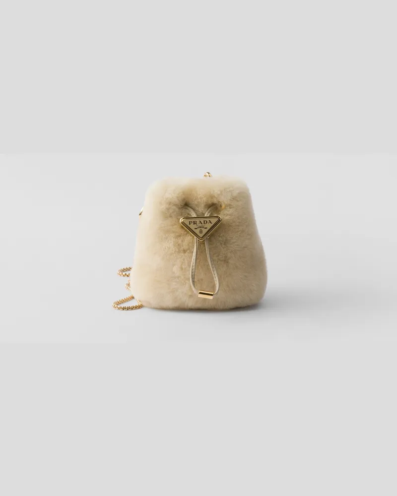 Prada Mini-Pouch aus Schafsleder Ecru