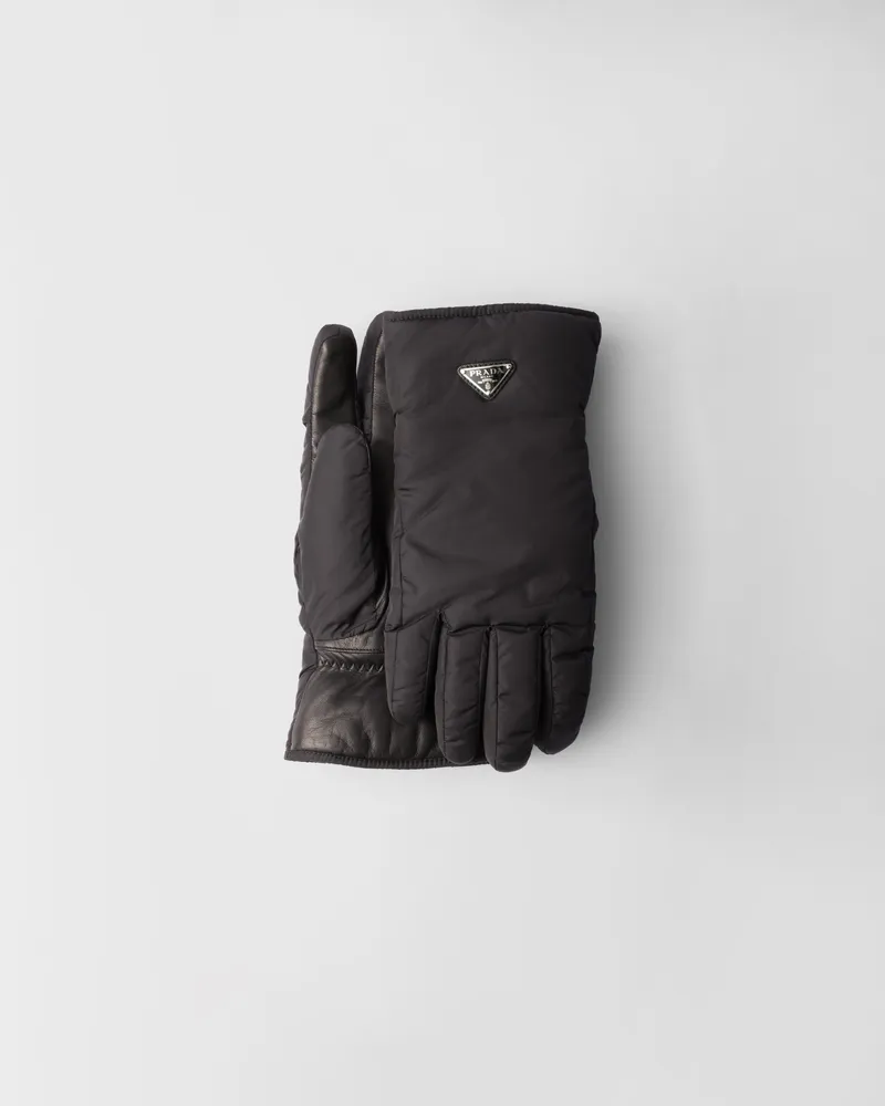 Prada Handschuhe aus Re-Nylon Schwarz