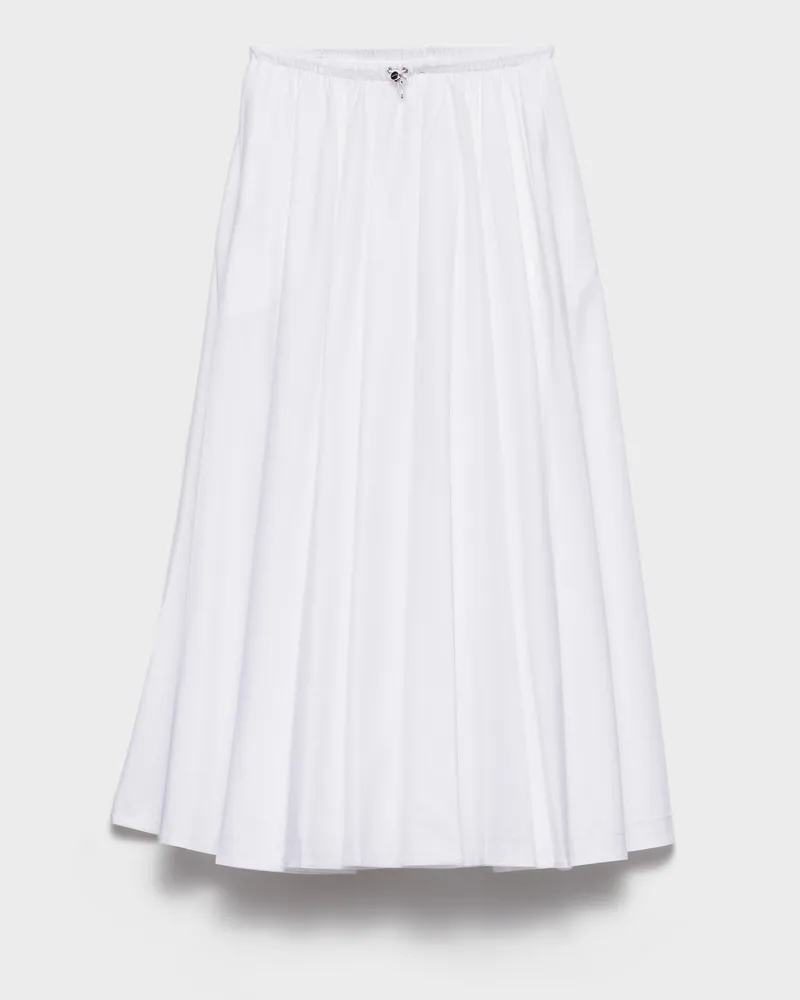 Prada Wendbarer Kreisrock aus Baumwolljersey und Re-Nylon Weiss