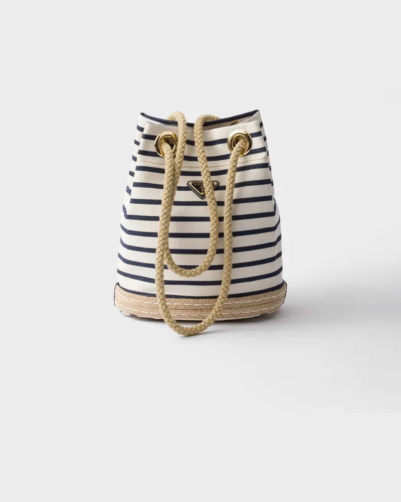 Prada KleineKleine  Mariner Bucket Bag aus Stoff Elfenbein