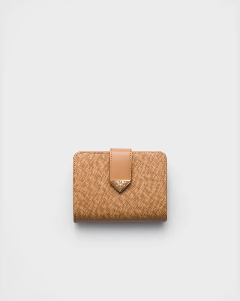 Prada Kleine Geldbörse aus Saffiano-Leder Natur