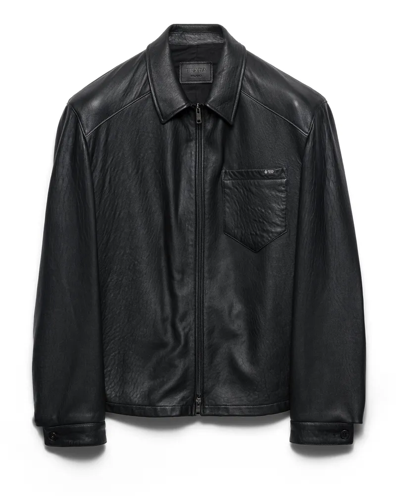 Prada Jacke Aus Nappa-leder, Herren, Schwarz, Größe Schwarz