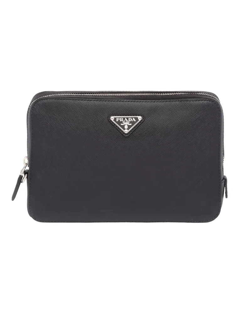 Prada Tasche Aus Saffiano Leder, Herren, Schwarz Schwarz