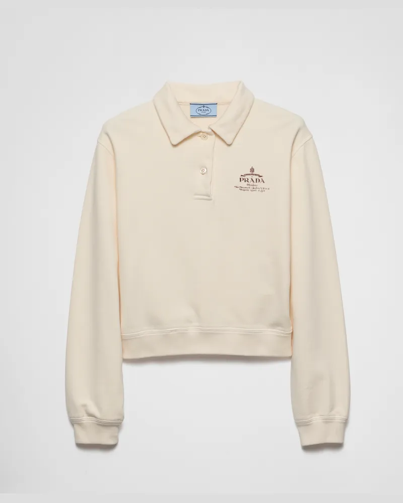 Prada Poloshirt aus Baumwollfleece Natur