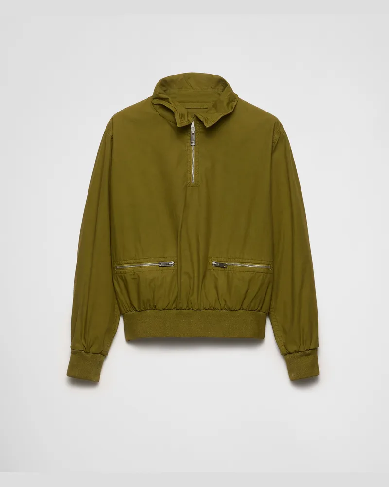 Prada Jacke aus Popeline Olivgrün