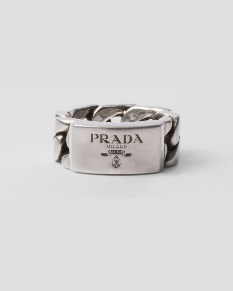 Prada Kettenring aus Silber Antiksilber