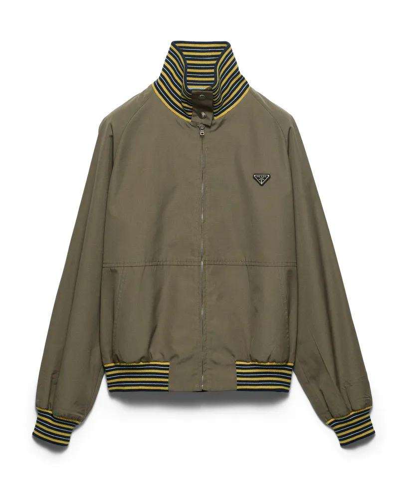 Prada Jacke Aus Popeline Mit Rollkragen, Damen, Waldgrün, Größe Waldgrün