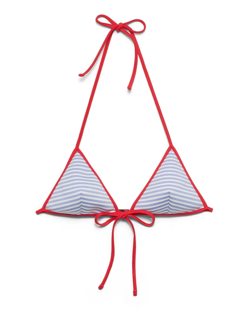 Prada Bikini-oberteil Aus Interlock-jersey, Damen, Immergrün/rot, Größe Immergrün