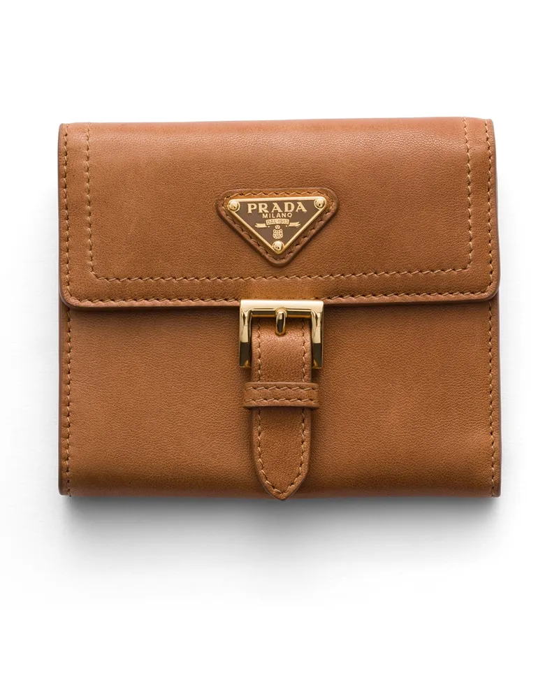 Prada Kleine Geldbörse Aus Nappa-leder, Damen, Karamell Karamell