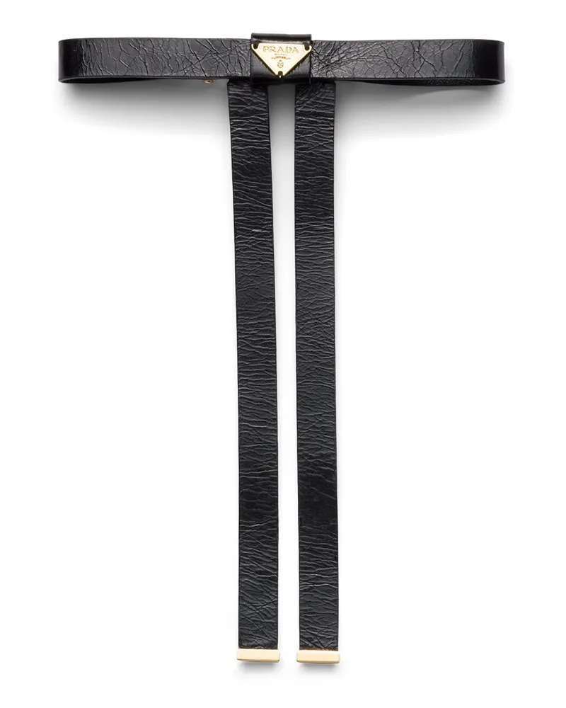 Prada Haarspange Aus Leder, Damen, Schwarz Schwarz