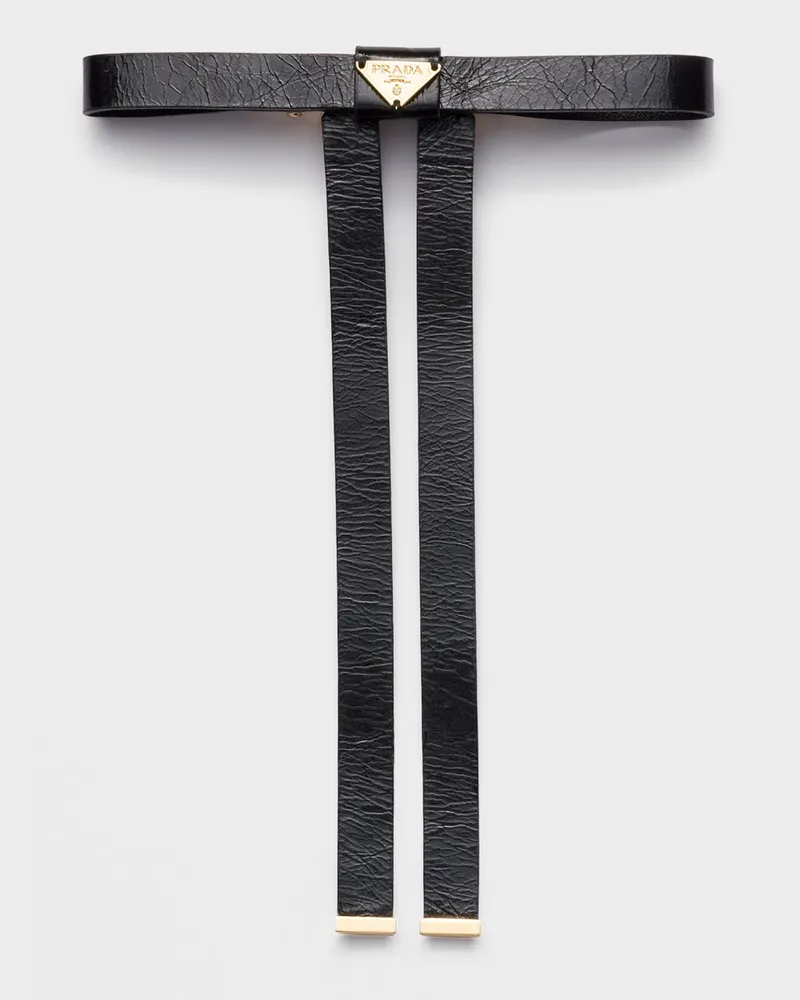 Prada Haarspange aus Leder Schwarz