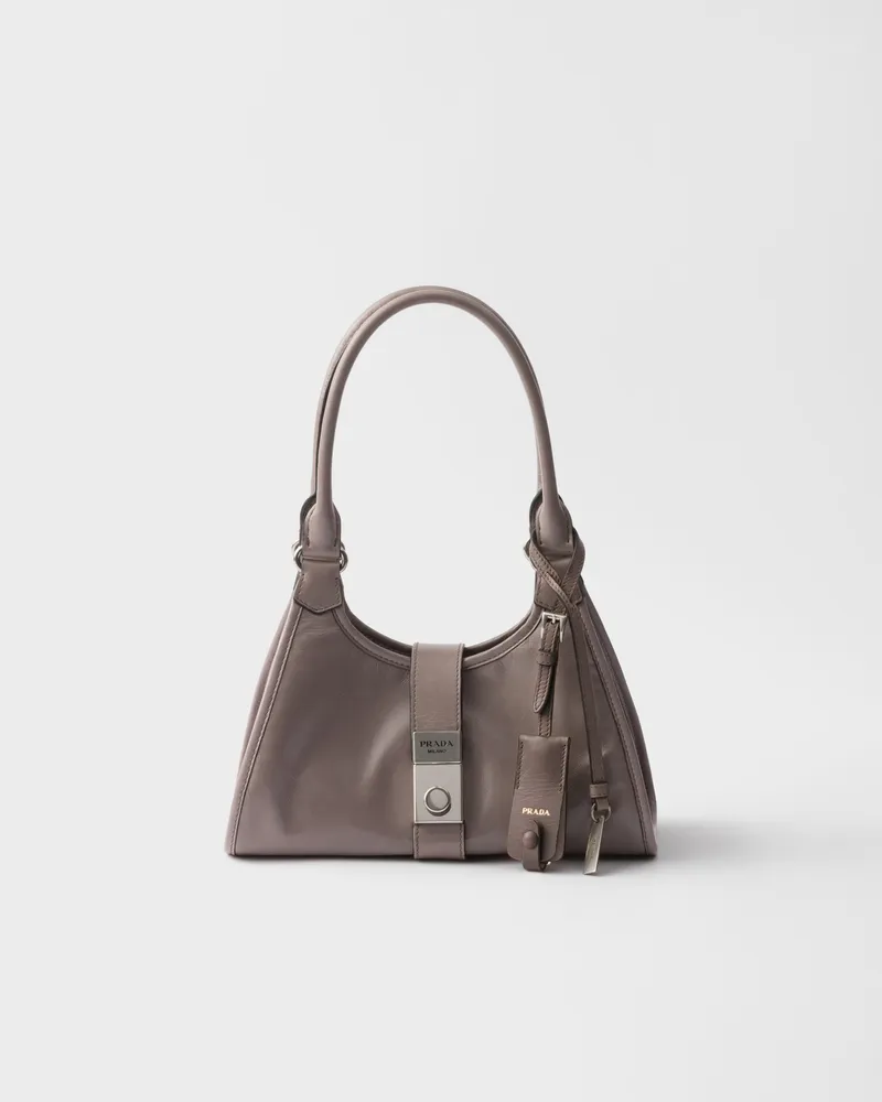 Prada Kleine Tote Bag aus Leder Zinngrau