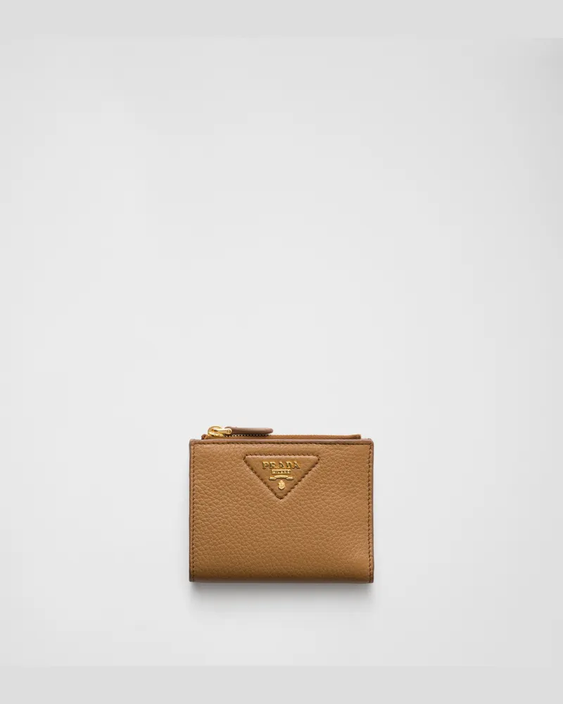 Prada Kleine Geldbörse aus Leder Karamell