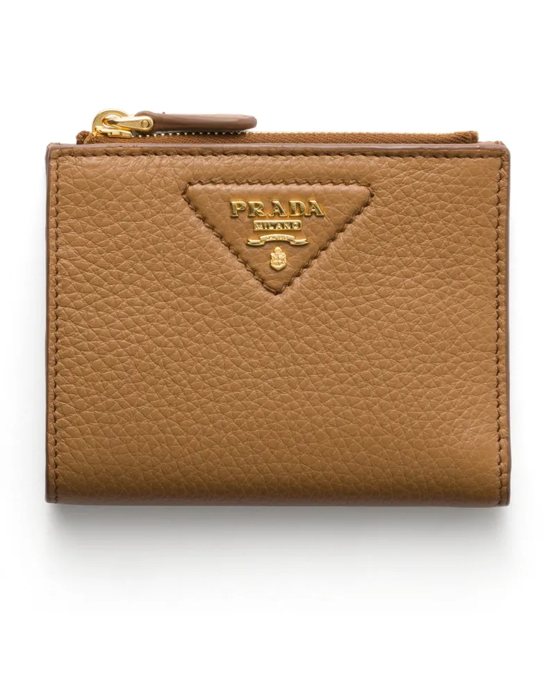 Prada Kleine Geldbörse Aus Leder, Damen, Karamell Karamell