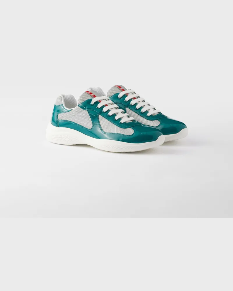 Prada America’s Cup Sneaker aus Lackleder und Funktionsgewebe Lagunenblau