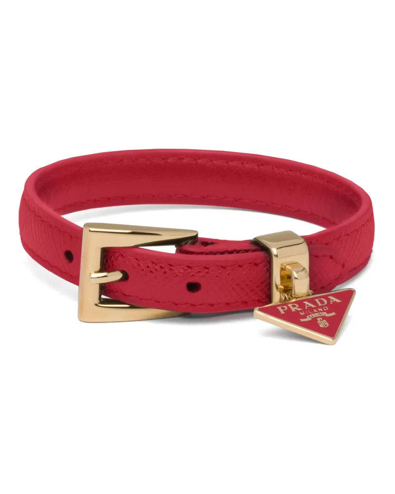 Prada Armband Aus Saffiano-leder, Damen, Feuerrot, Größe Feuerrot