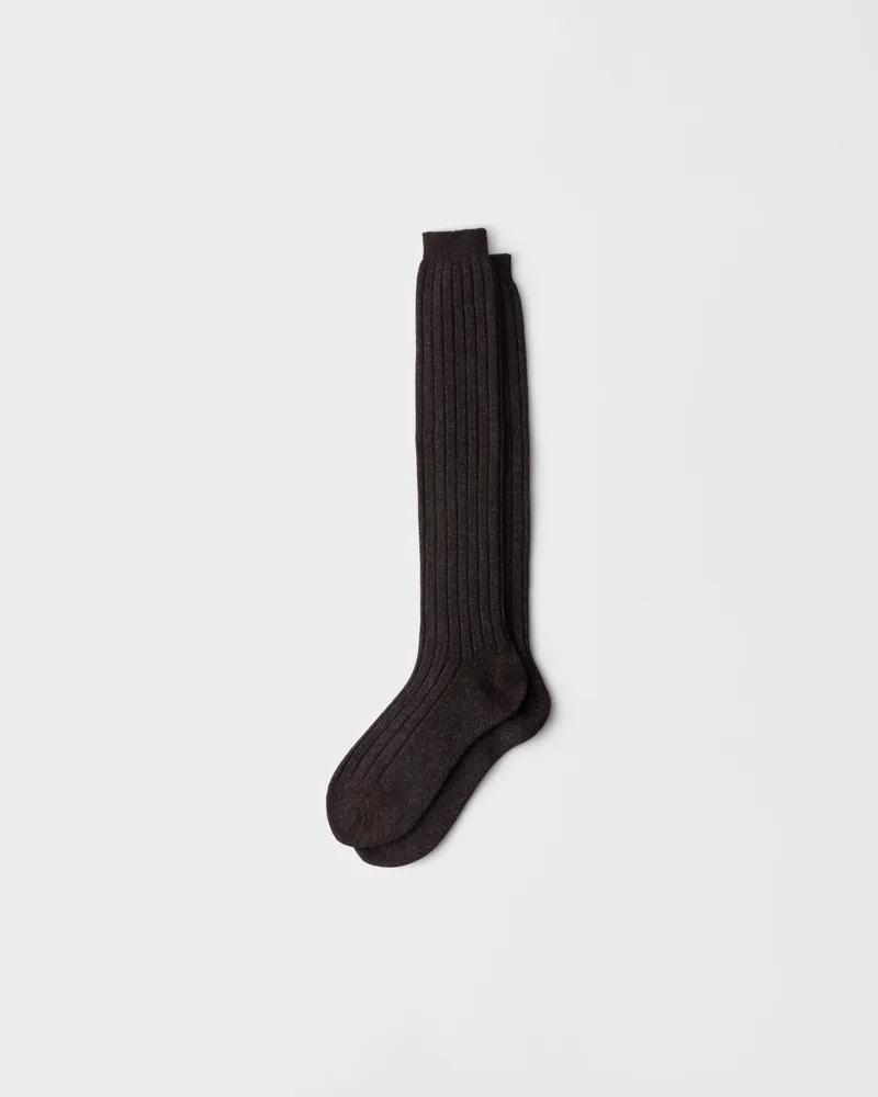 Prada Socken aus Wollgemisch und Kaschmir Braun