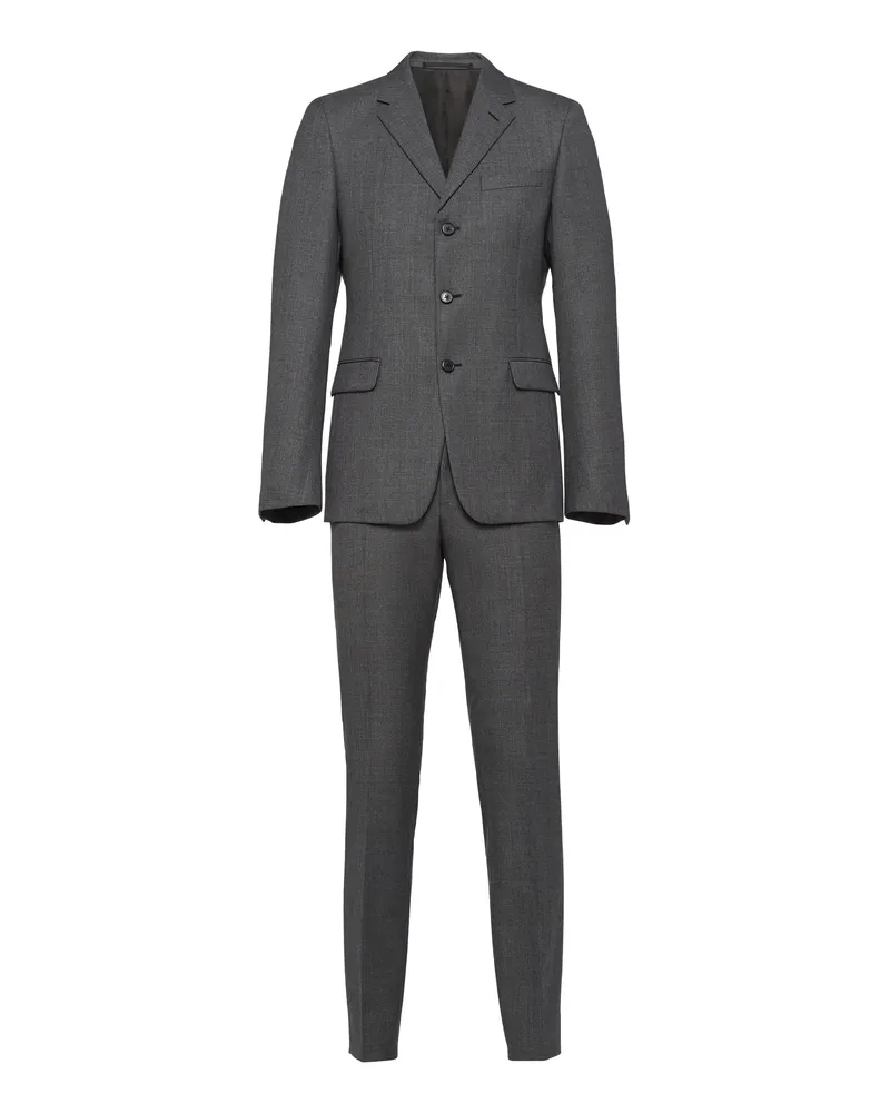 Prada Einreihiger Anzug Aus Wolle, Herren, Schiefergrau, Größe Schiefergrau