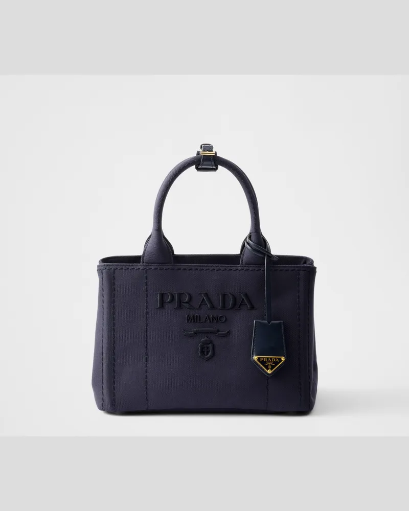 Prada Jardinière Kleine Handtasche aus Baumwoll-Canvas Ostseeblau