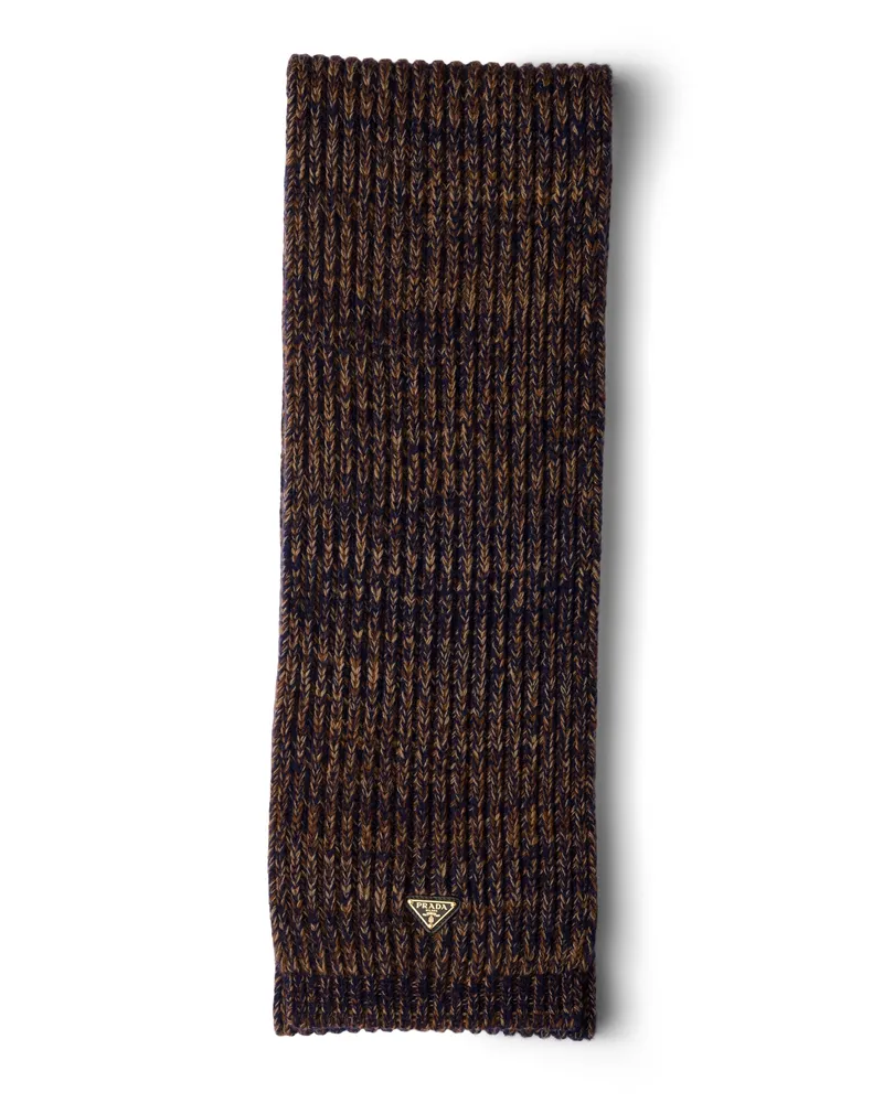 Prada Schal Aus Wollgemisch Und Kaschmir, Damen, Marineblau/rost Marineblau