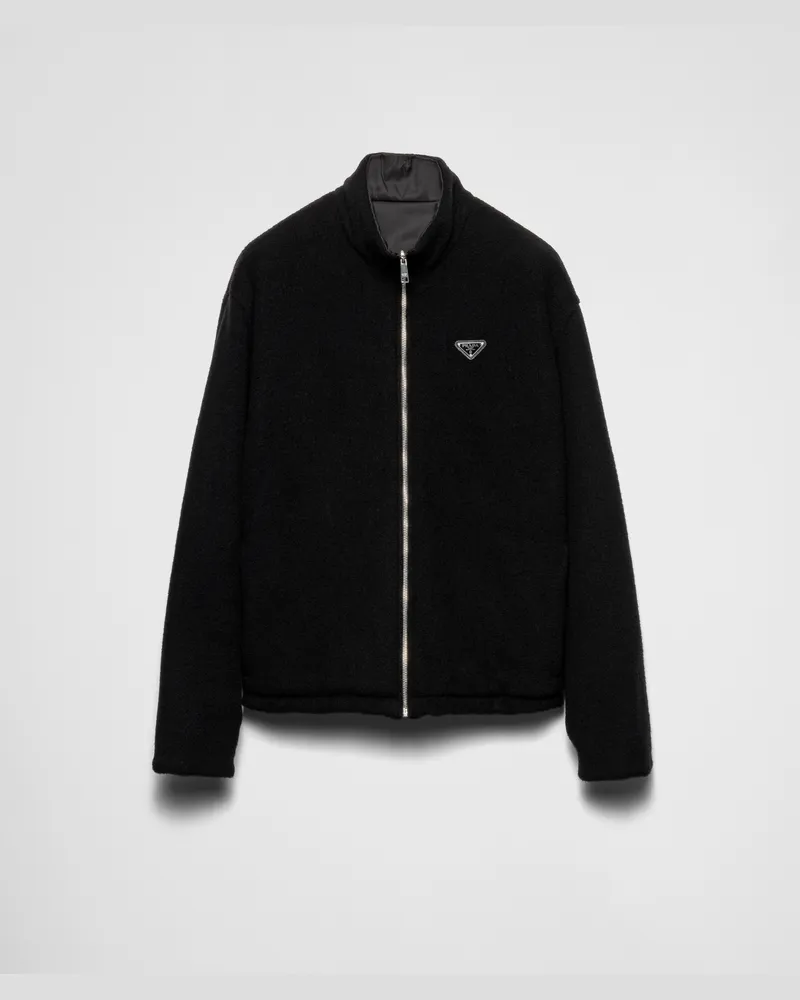 Prada Wendbare Strickjacke aus Fleece- und Kaschmir-Gemisch Schwarz