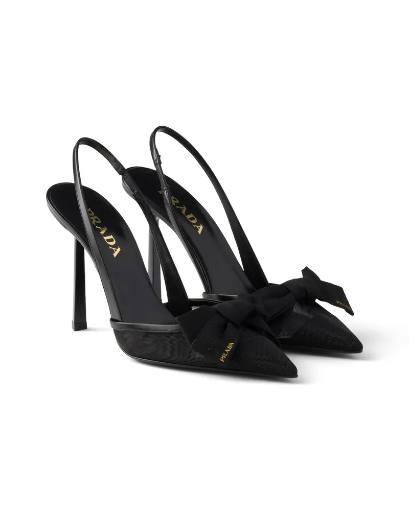 Prada Slingback-pumps Aus Meshgewebe, Damen, Schwarz, Größe Schwarz