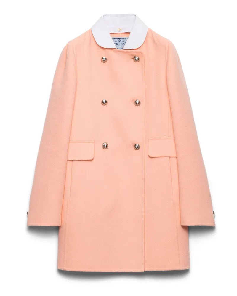 Prada Doppelreihiger Leichter Caban Aus Kaschmir, Damen, Aprikose, Größe Aprikose
