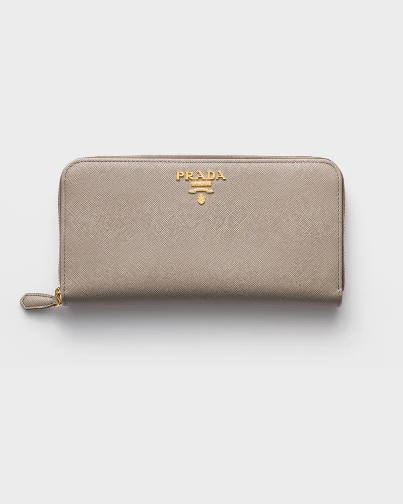 Prada Große Geldbörse aus Saffiano-Leder Lehm
