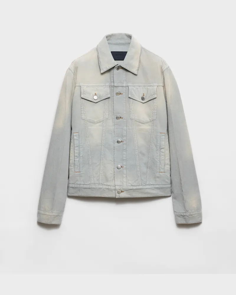 Prada Blousonjacke aus Cord Hellblau